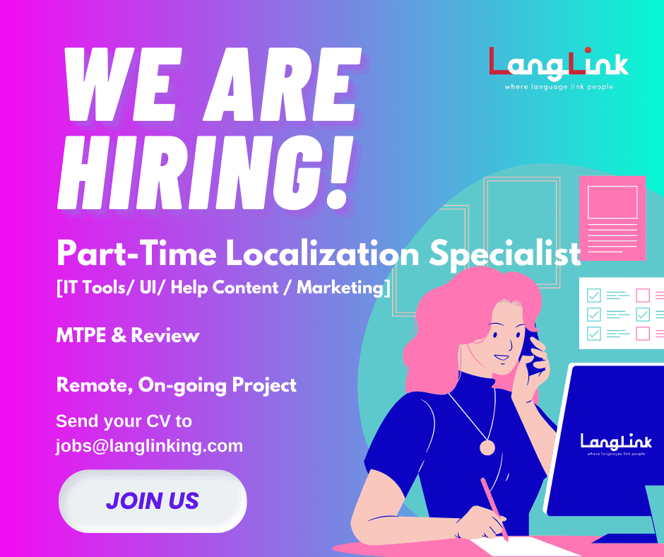 Hiring post Part Time Localization Specialist ENZHHK